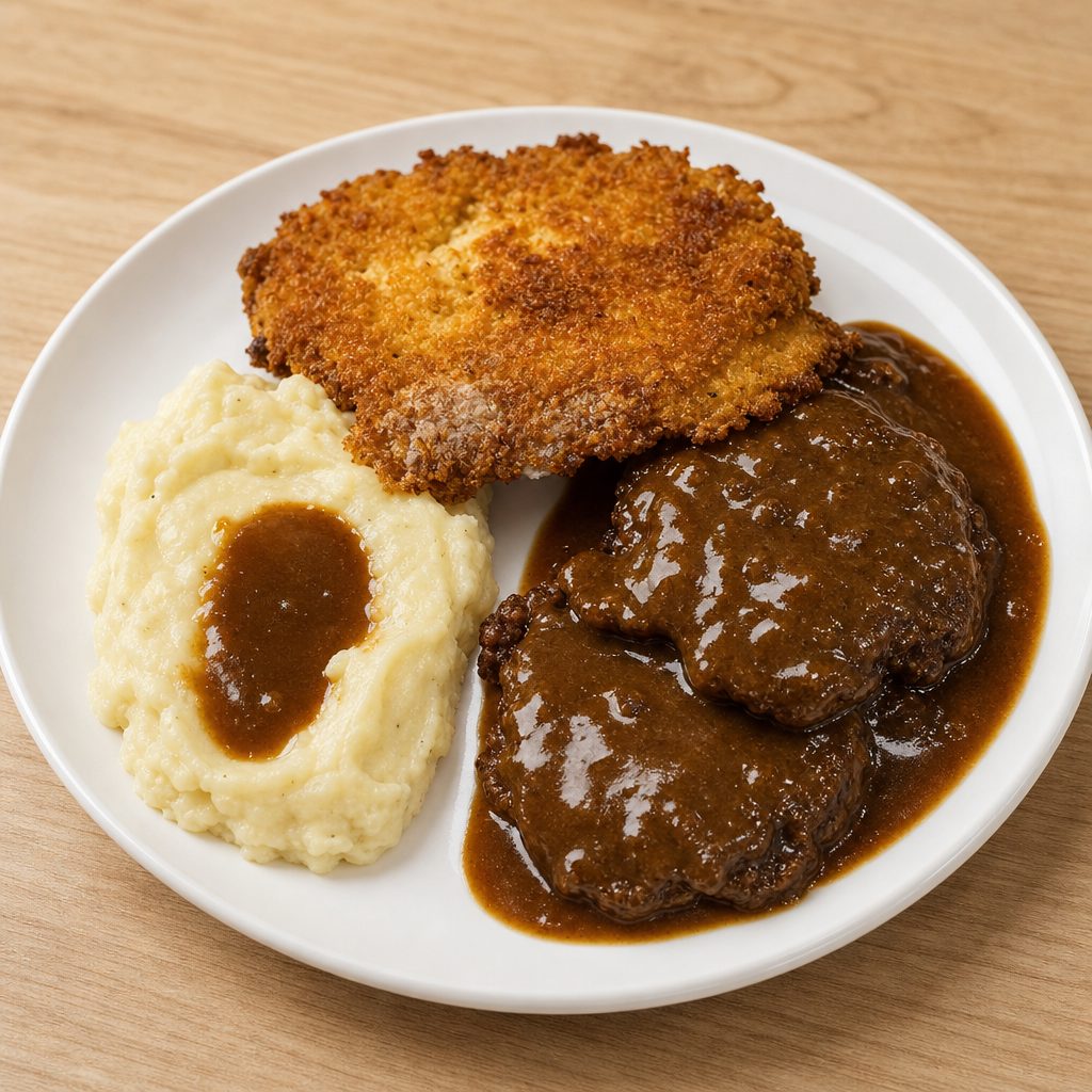Hamburger Steak and Gravy Basket (2).