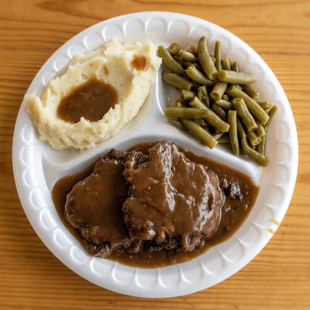 Hamburger Steak and Gravy Dinner (2).