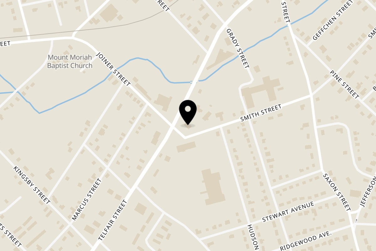 Map showing the location of Lou Ann's Biscuits & Burgers on 1010 Telfair St in Dublin